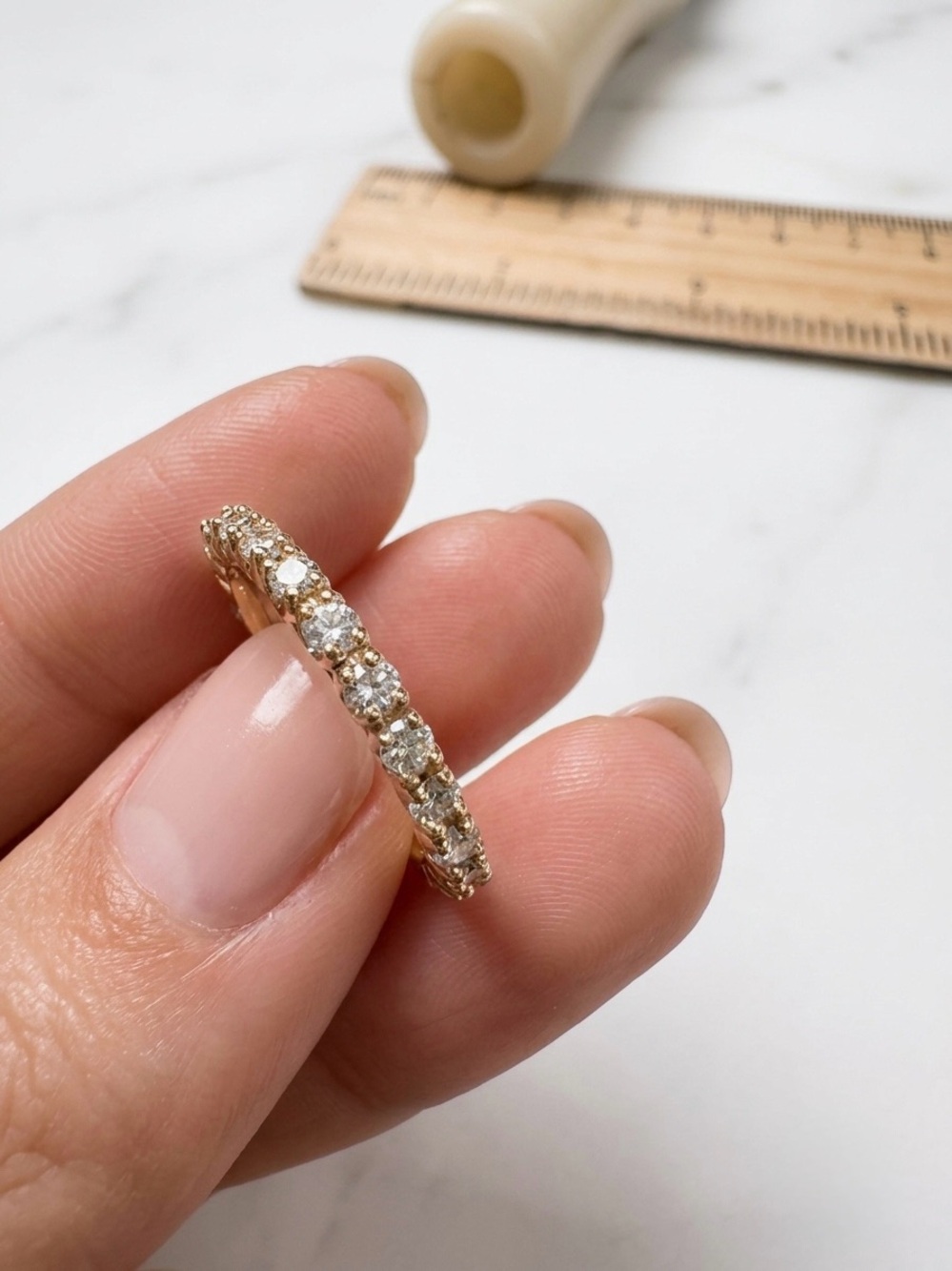 14K Solid Gold Diamond Eternity Band - Sparkling Gold Diamond Ring